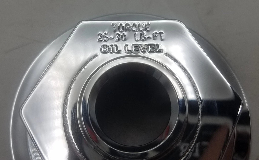 4 Pack Billet Aluminum Oil Bath Caps 2-7/8"-12 — Replaces Dexter 21-35 (21-35 Billet-Chrome-KitX4)