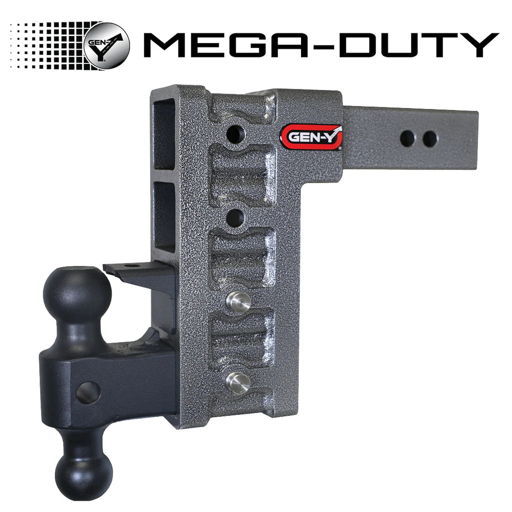 GEN-Y MEGA-DUTY 21K Adjustable Drop Hitch — 2.5" Receiver — 9" Drop — Dual Ball w/GH-061 Dual-Ball (GH-614)
