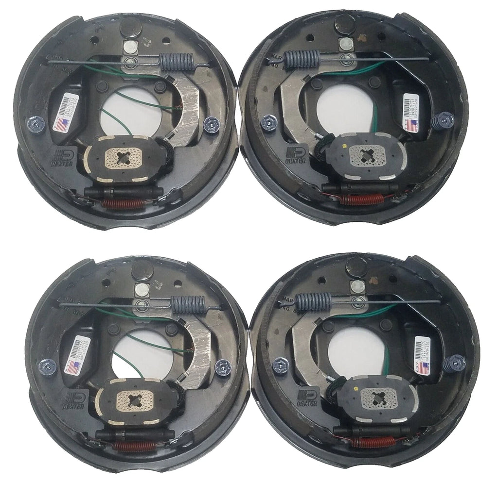 4 x DEXTER 3500# Trailer Axle Brake 10"x2.2" Electric Backing plate Complete (23-26 + 23-27-LOTOF2)