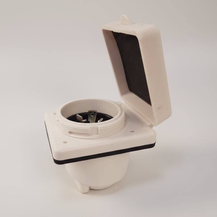 Motor Base Plug Epicord 30 Amp Twist Lock Power Inlet - White Trailer Boat RV  (277-000137)