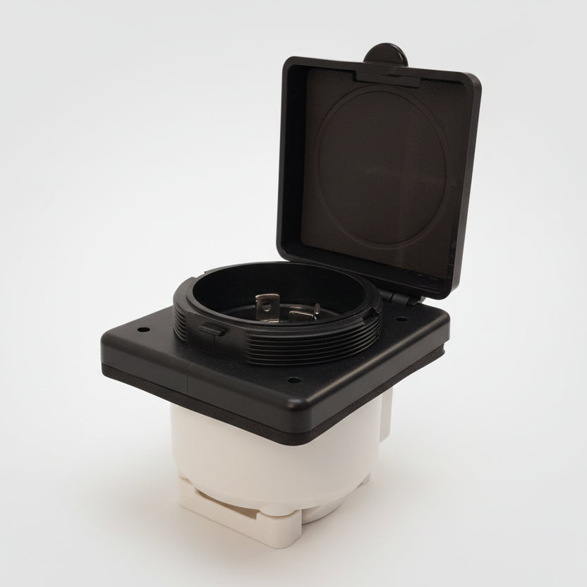 Epicord 30 Amp RV Shore Power Inlet - Black Twist Lock Motor Base Plug (277-000138)