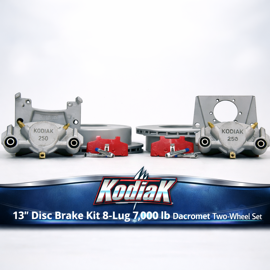 Kodiak 13" Disc Brake Kit 8-Lug 7,000 lb Dacromet Two-Wheel Set Cap Style Rotor (2/R-133-7-8-DDD-K)