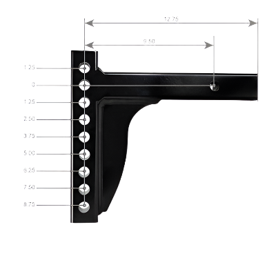 Trailer Weight Distribution 12k Capacity - 9 hole - 8.75" Drop - Black Powder Coat - 2" Shank (3357)
