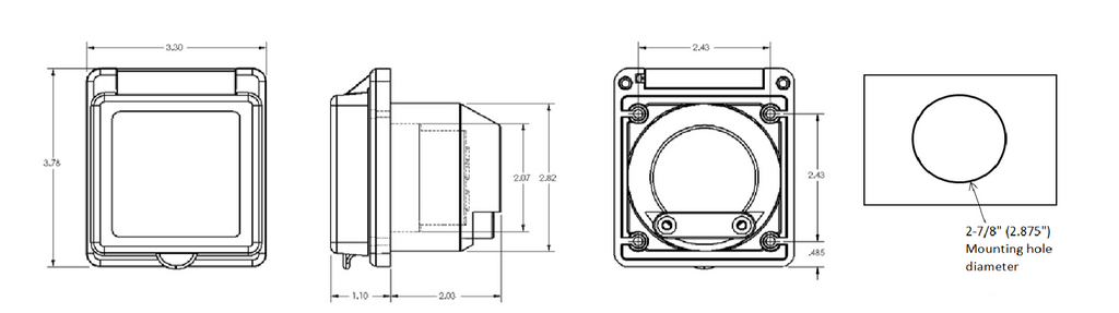 Motor Base Plug Epicord 30 Amp Twist Lock Power Inlet - Black Trailer Boat RV (277-000138)