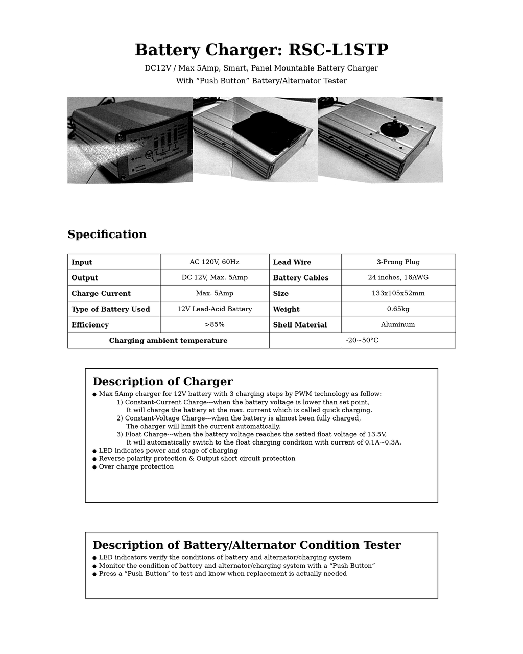 Douglas Hydraulic Manufacturing RSC-L1STP 12V Switch Mode Battery Charger for Hydraulic Lift Trailers (3805211)