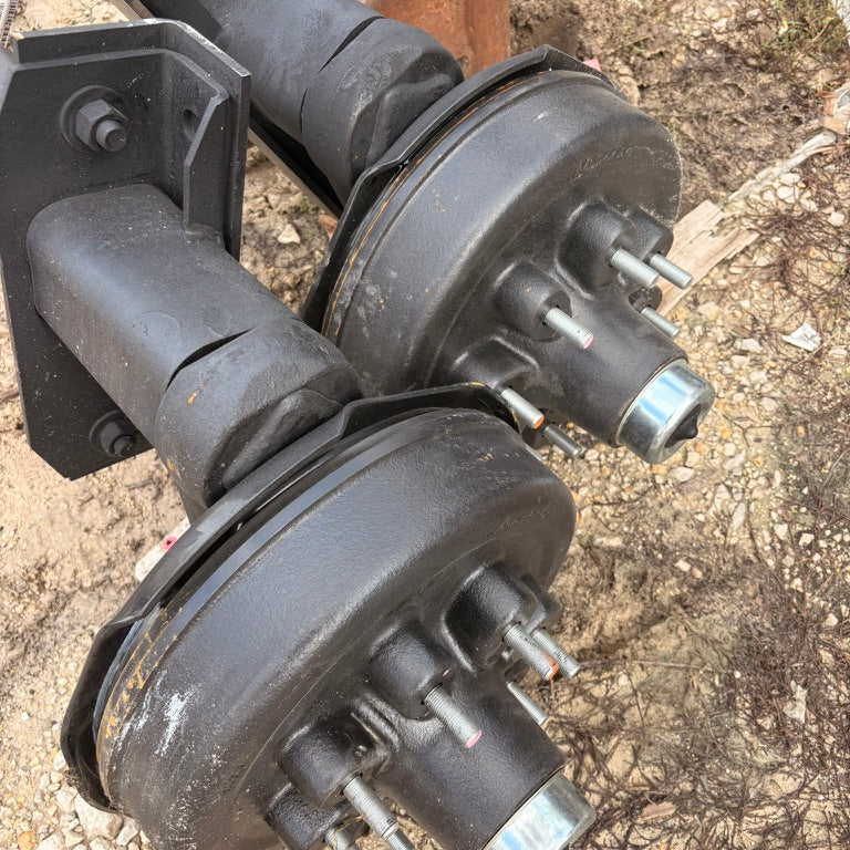 7,000 lb Square Torsion Trailer Axle · 92" HF · 72" OB · 10° Up · Electric Brakes · 8 on 6.5