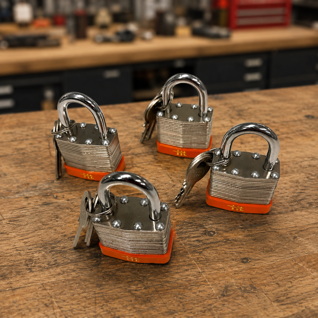 4-Pack - Laminated Steel Padlocks, 1-1/2", Keyed Alike (42065-4)