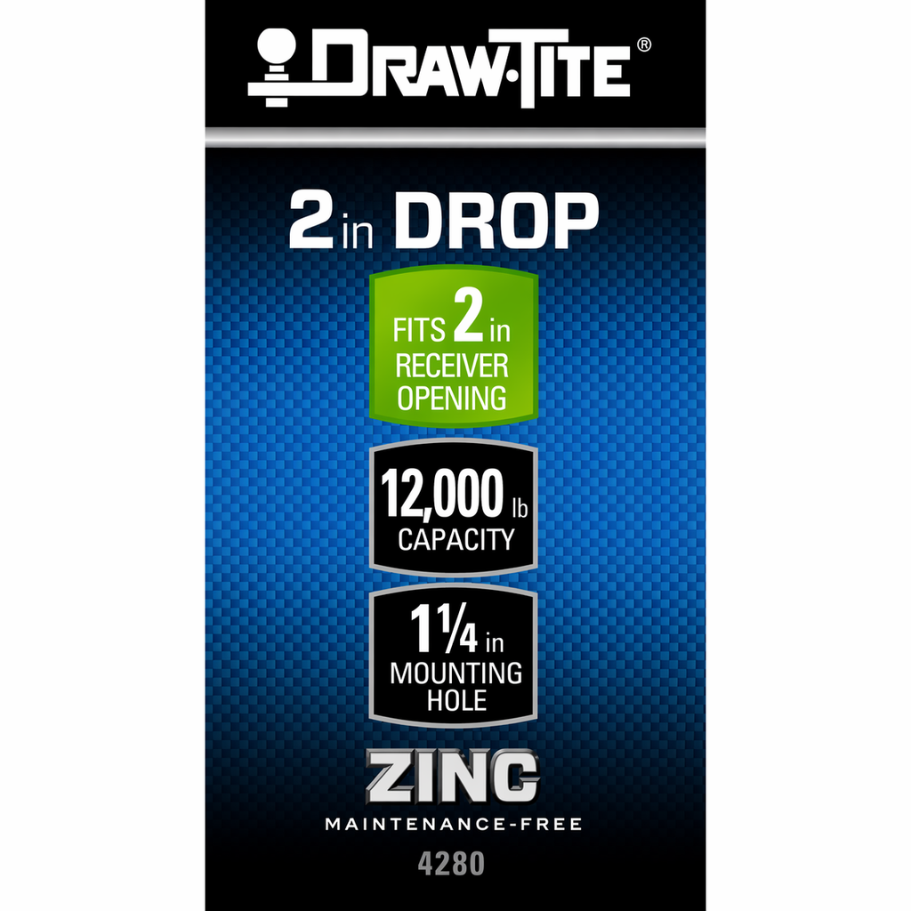 Draw-Tite Class V Heavy-Duty Ball Mount - 12,000 lbs Capacity - 2" Drop / 1" Rise (4280)