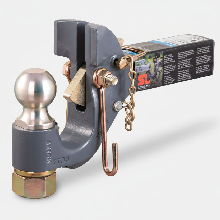 CURT SecureLatch Pintle Hook with 2" Ball for 2" Receiver - 14,000 lbs (48407)