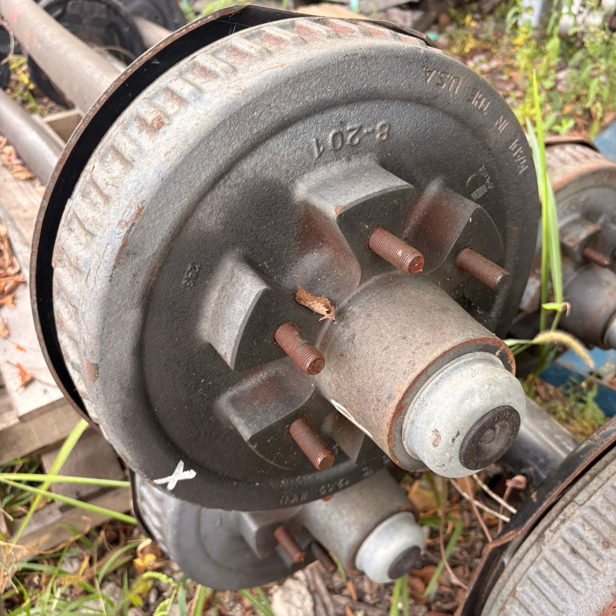 3,500 lb Straight Trailer Axle - 81" HF - 64.5" SC - Electric Brakes - 6 Lug Drums