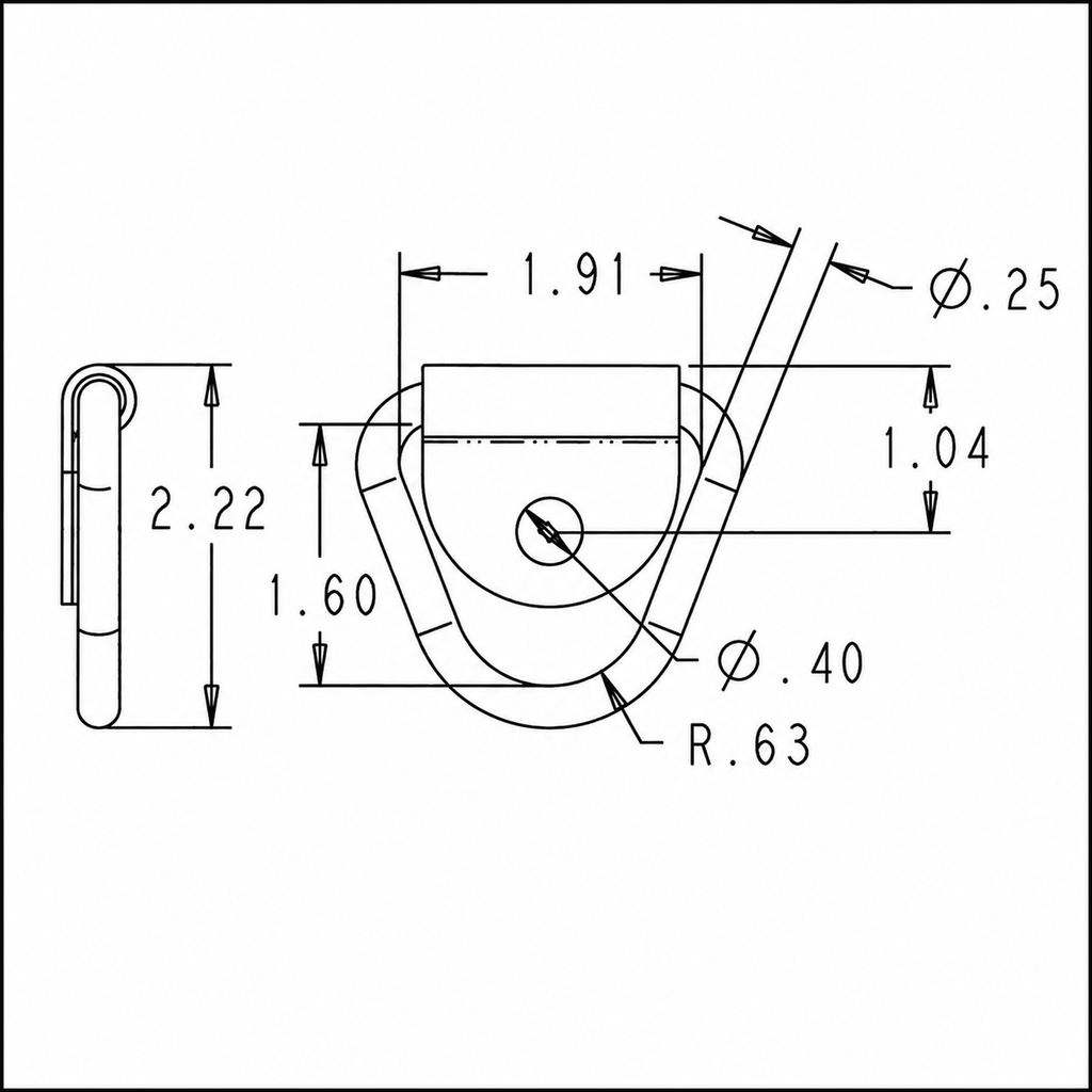 3/8" Bolt On D-Ring Tie Down Anchor 1-Hole 2400 lb Capacity Trailer Cargo Hook (B21)