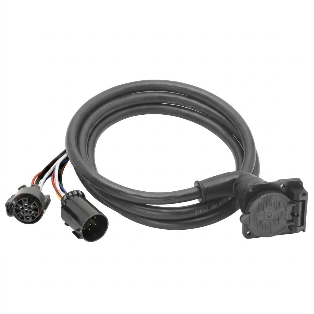 5th Wheel/Gooseneck 90-Degree 9' Wiring Harness w 7-Pole Plug GM Ford Ram Toyota (50-97-410)