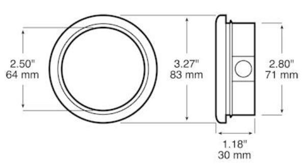 Peterson Mfg 2-1/2" Round Trailer Light Flush Mount Grommet & Pigtail Trailer RV Boat (24142-18K)