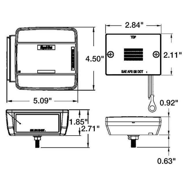 Signal-Stat LED Red/Clear Acrylic Lens LH Combo Box Light 2 Stud Hardwired Stripped End 12V Display(5056D)