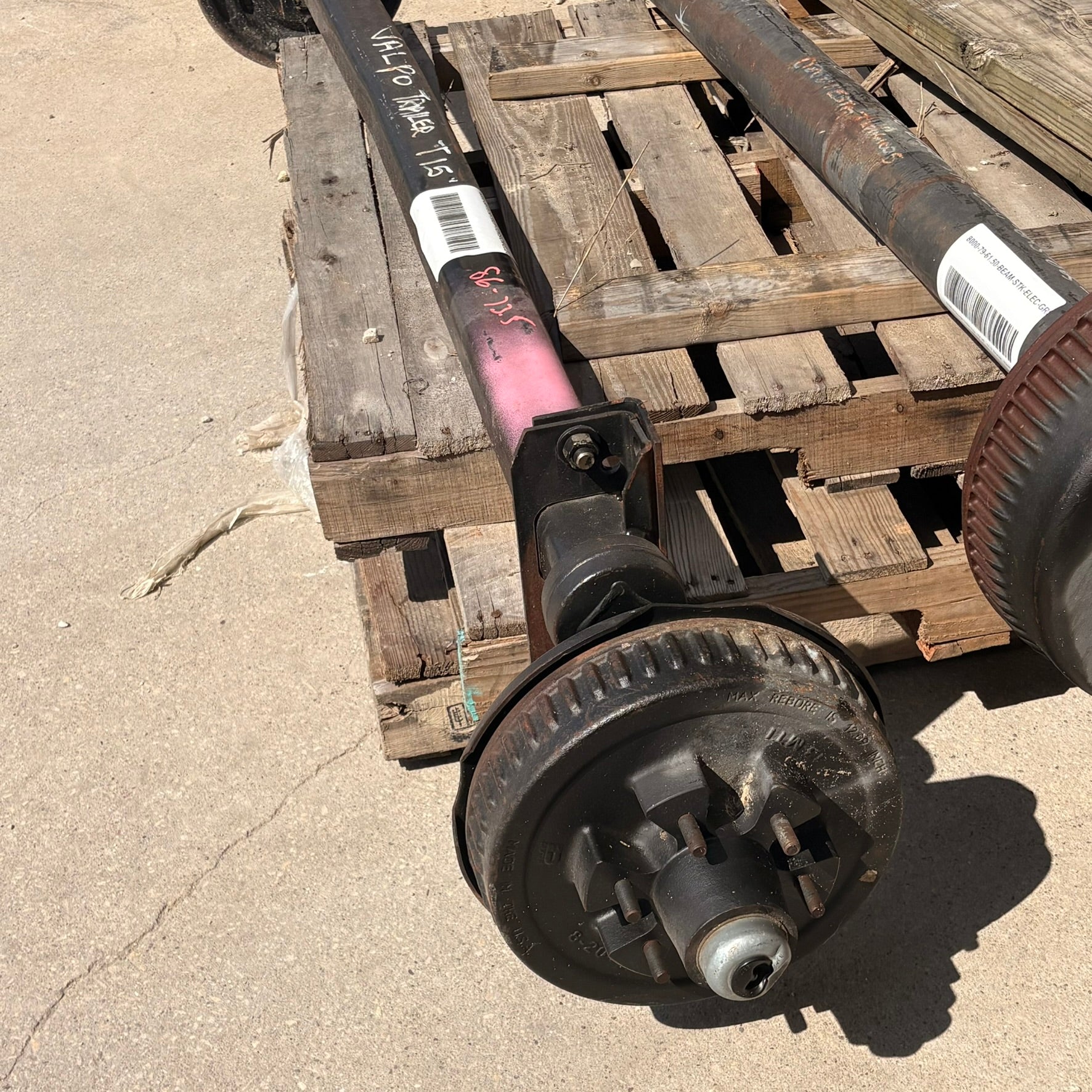 6,000 lb Torsion Trailer Axle - 86" HF - 73.5" OB - 10° Up - Electric Brakes - 6 Lug