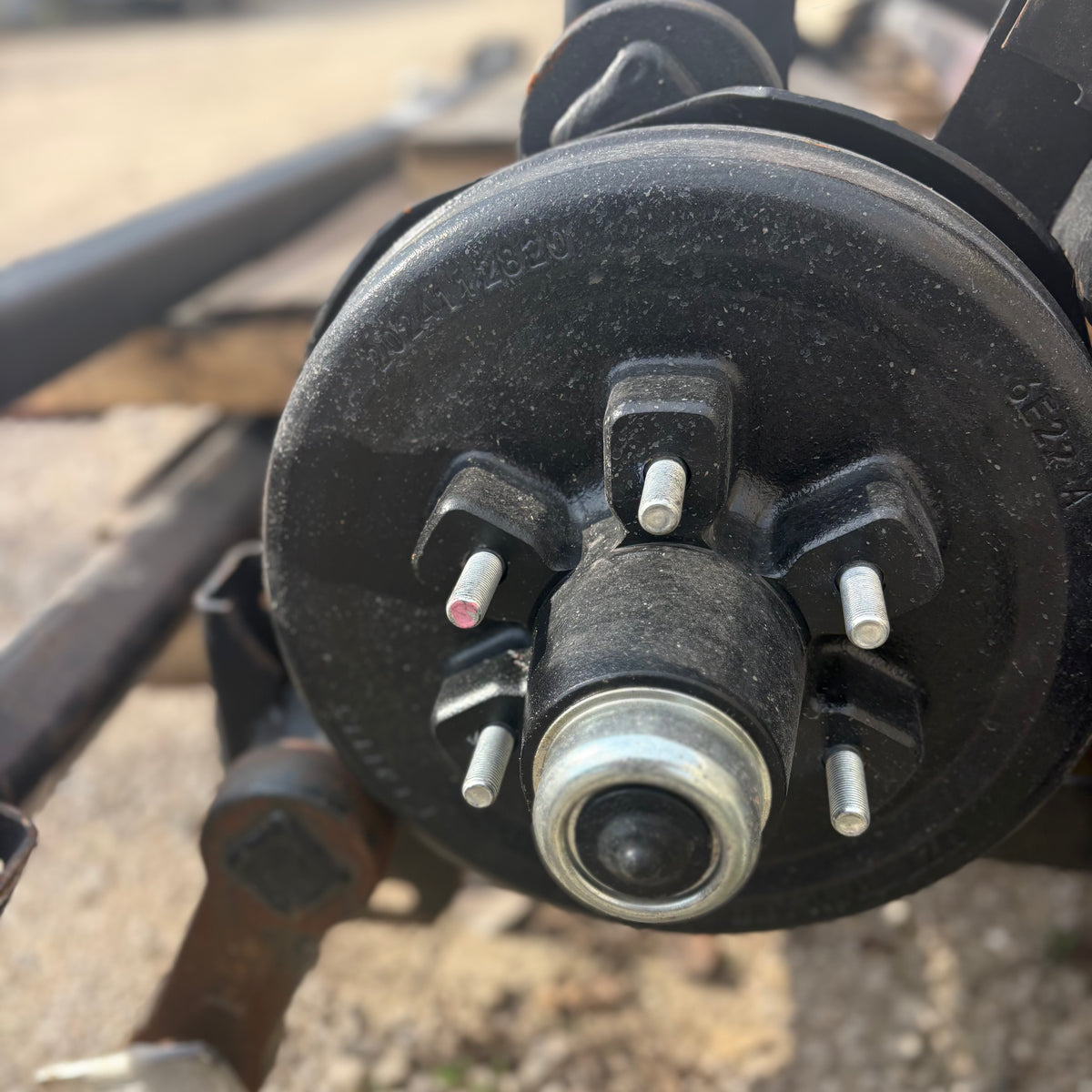 5,200 lb T52 Square Torsion Axle Complete – 77 HF / 63 OB, Electric Brakes