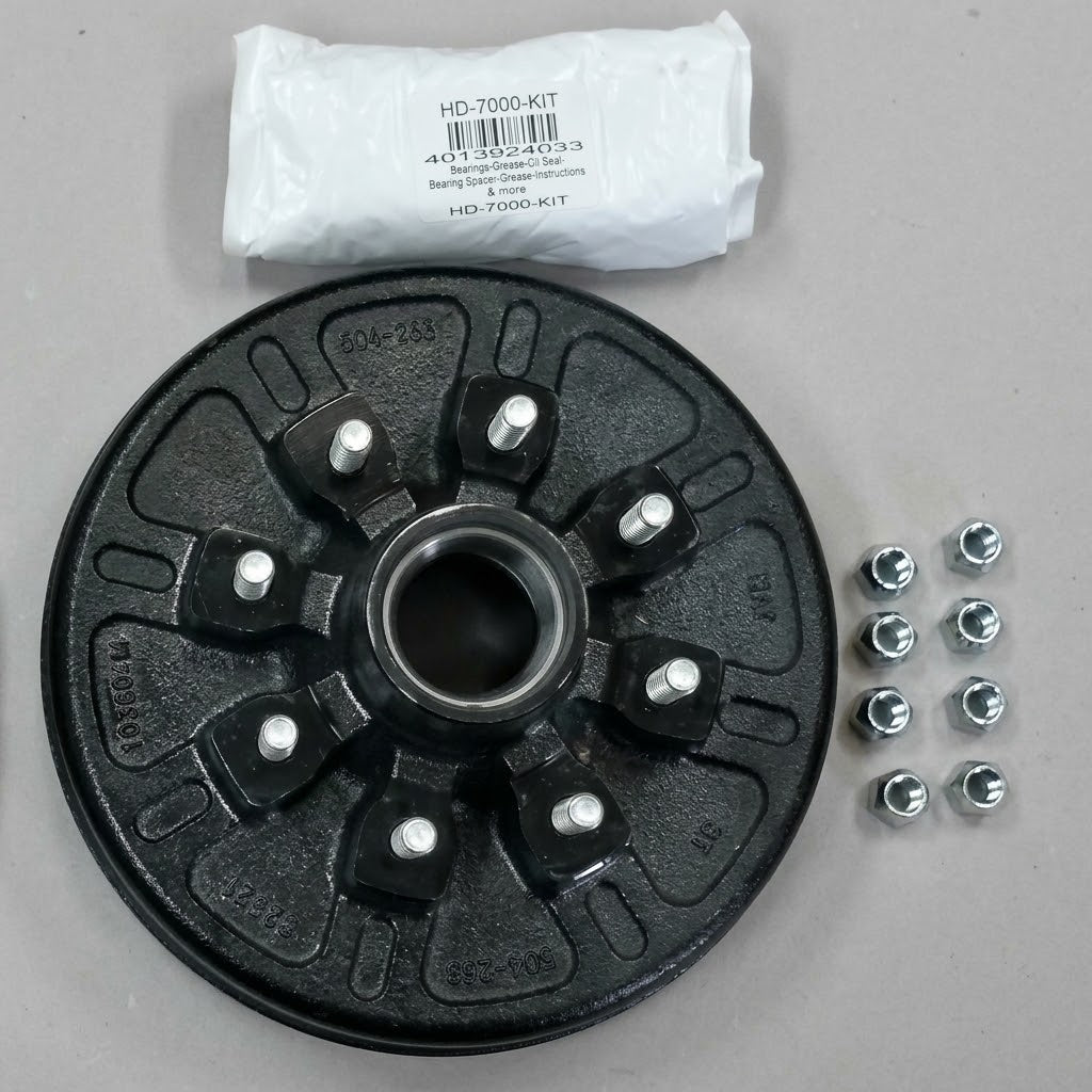 Complete Brake Kit 8 x 6.5 lug 9/16" Electric Brake 5200 6000 7000# Axle 12x2  (568183-B-IMP)