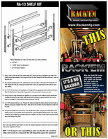 Rack'Em Adjustable Trailer Shelf Kit – 49" Brackets, E-Track Hangers & Wood Sockets (RA-13)