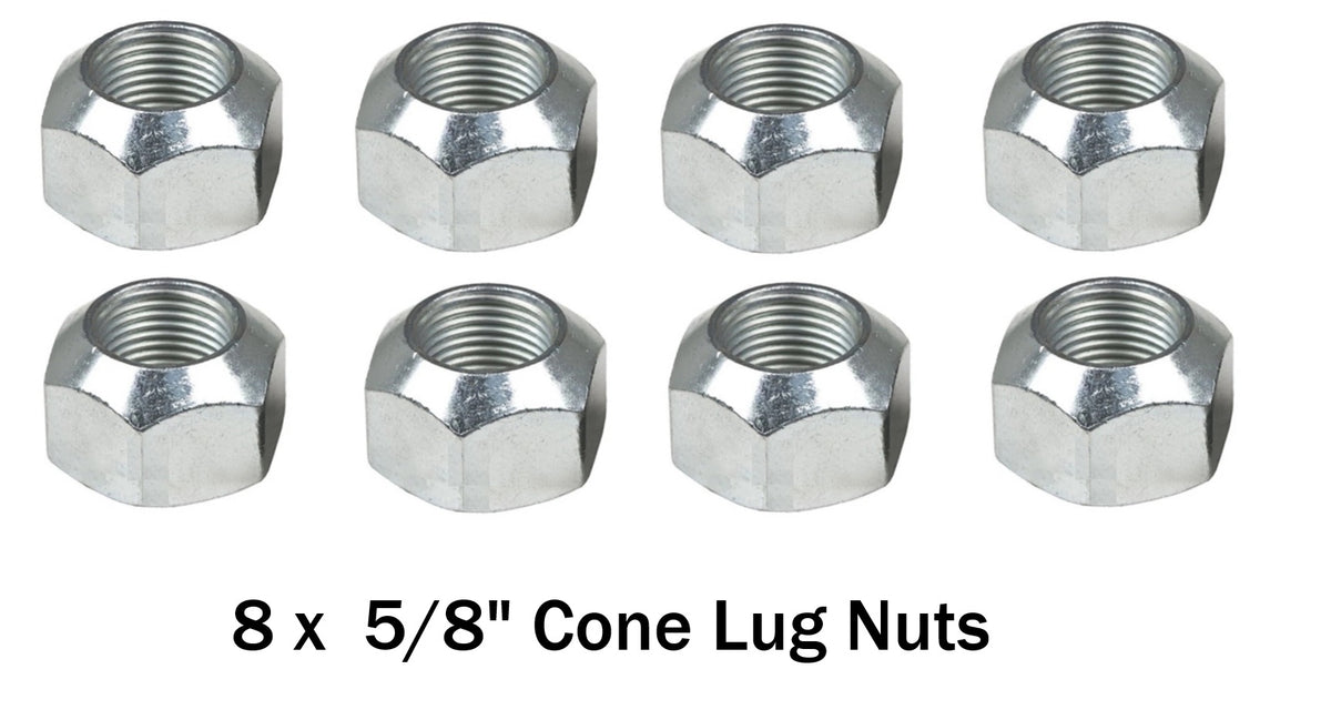 Eight Pack - 5/8"-18 Cone Lug Nuts Trailer Wheel Lug Nut Set (6-109x8)