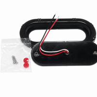 Two - Maxxima Red 6" Oval Low Profile LED Stop Tail Brake Lights with Two Grommets (M63350R + M50607-LOTOF2)