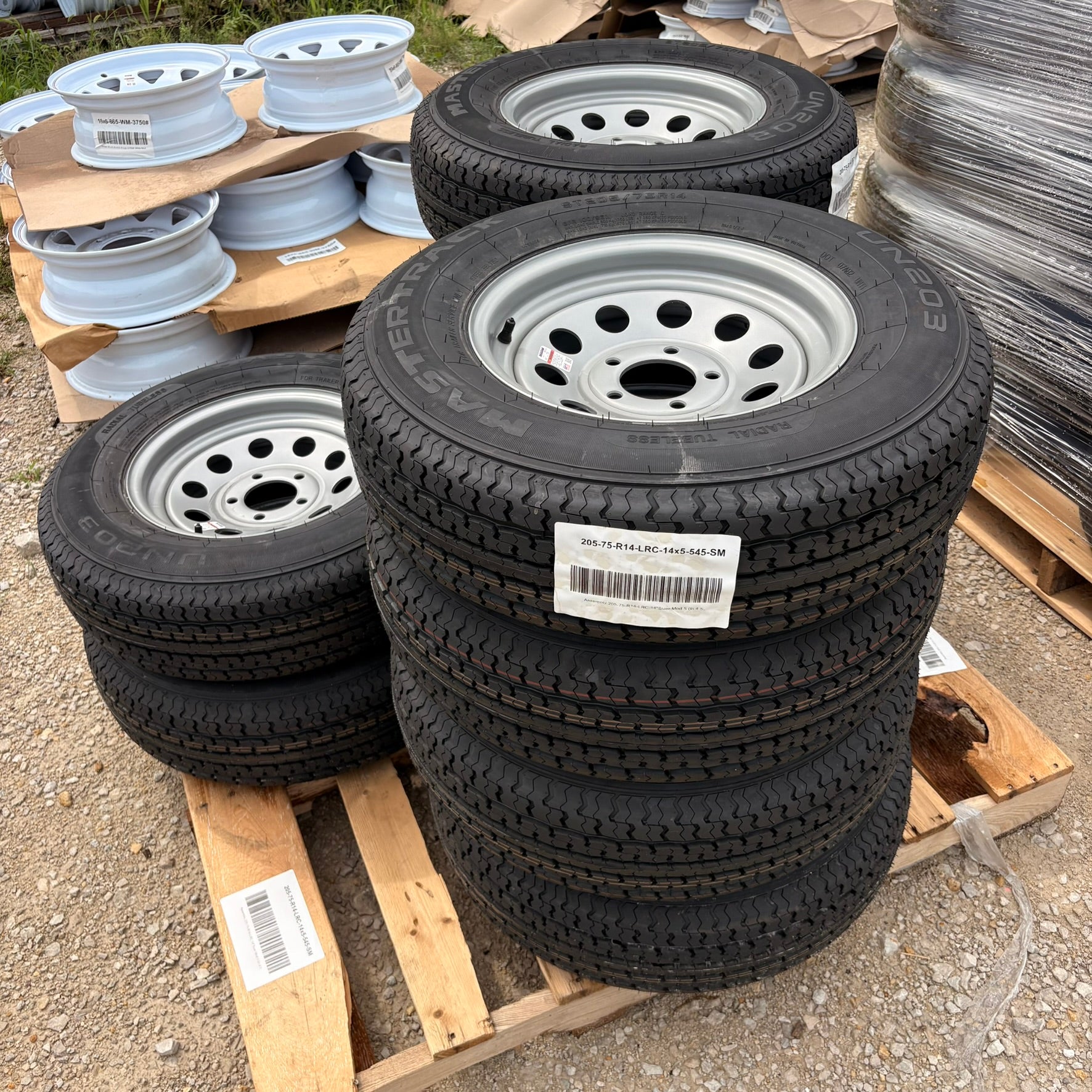 205/75R14 Load Range C Trailer Tire &amp; Wheel Assembly – 14x5 – 5 on 4.5 – Silver Mod