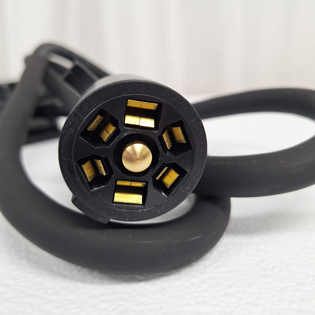 7 Way Plug Inline Pre-Wired Trailer BLACK Cord Junction Box 6 Ft Wiring Cable Towing (6FT-JB-BLK)