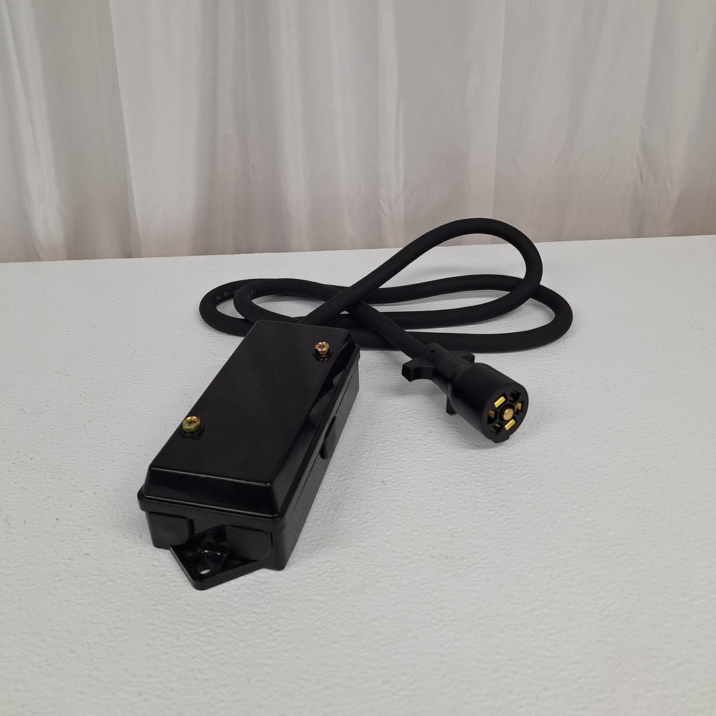 7 Way Plug Inline Pre-Wired Trailer BLACK Cord Junction Box 6 Ft Wiring Cable Towing (6FT-JB-BLK)