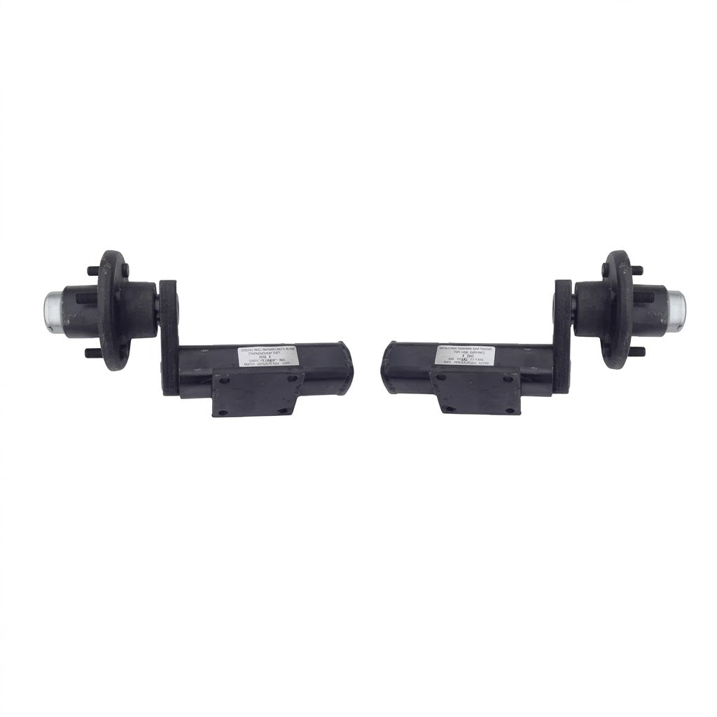 Two - 250 lb Torsion Trailer Axles – 5 on 4.5 Hub – Left & Right Set (1449545 + 1449546)