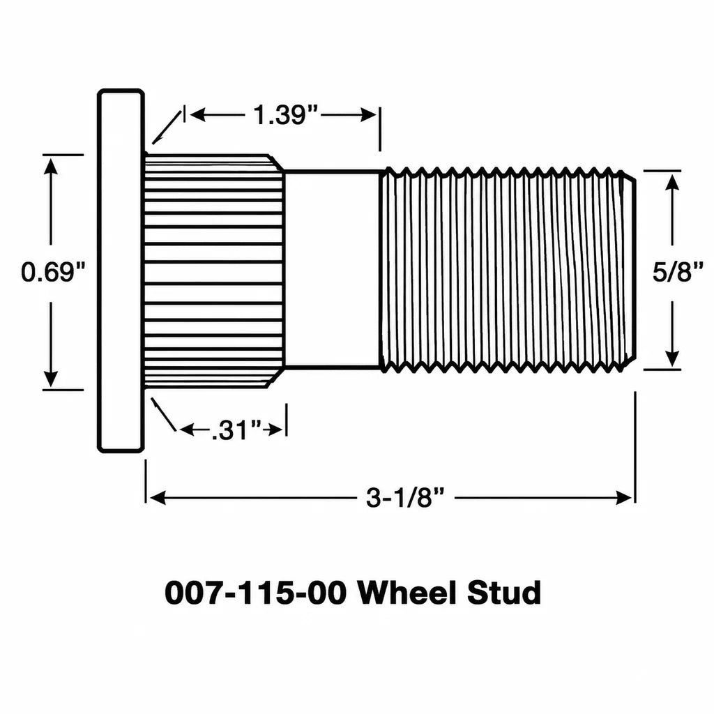 Wheel Stud - Trailer Axle Dexter 10K 12K Lug Hub Stud Bolt 5/8"x3.12 (7-115)