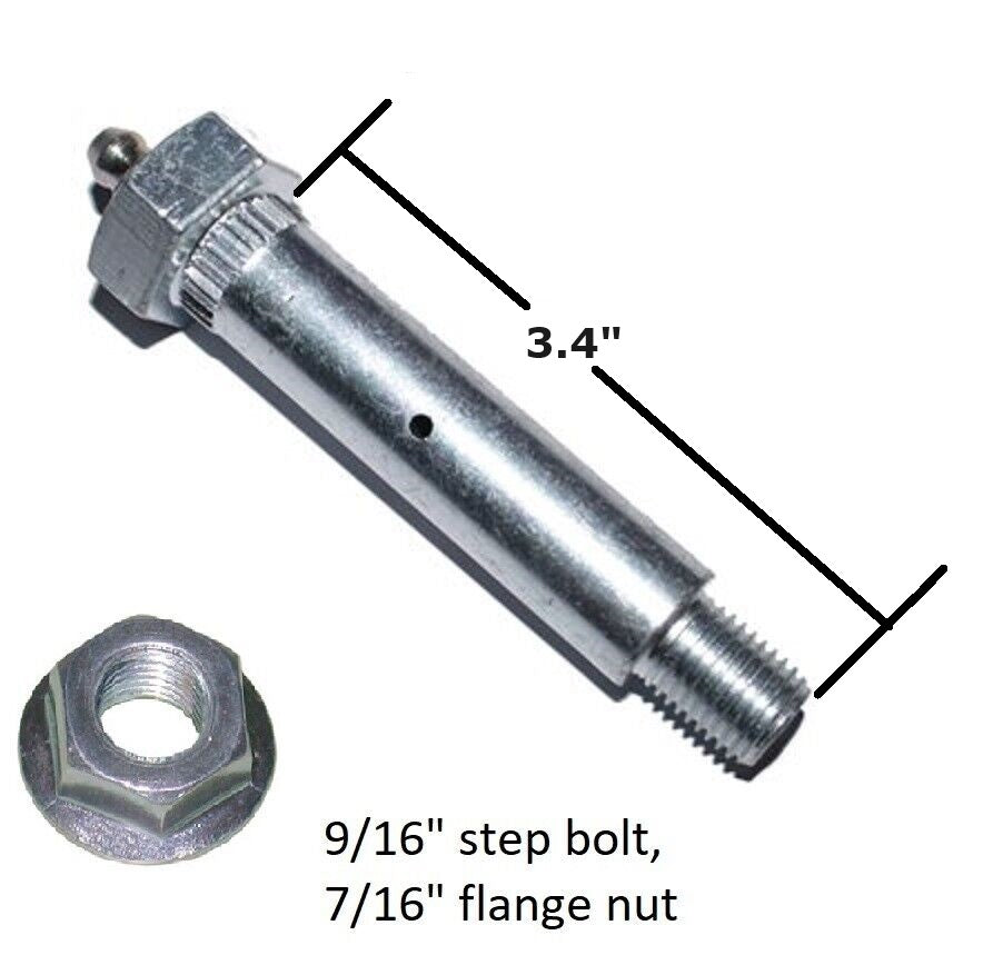 14X Shackle Bolt w/zerk 9/16x3.40", 7/16-20 shoulder bolt- for 1/2" thick plates, double plates, or 2" Slipper Springs ZINC PLATED WITH NUT (007-236-05-LOTOF14)