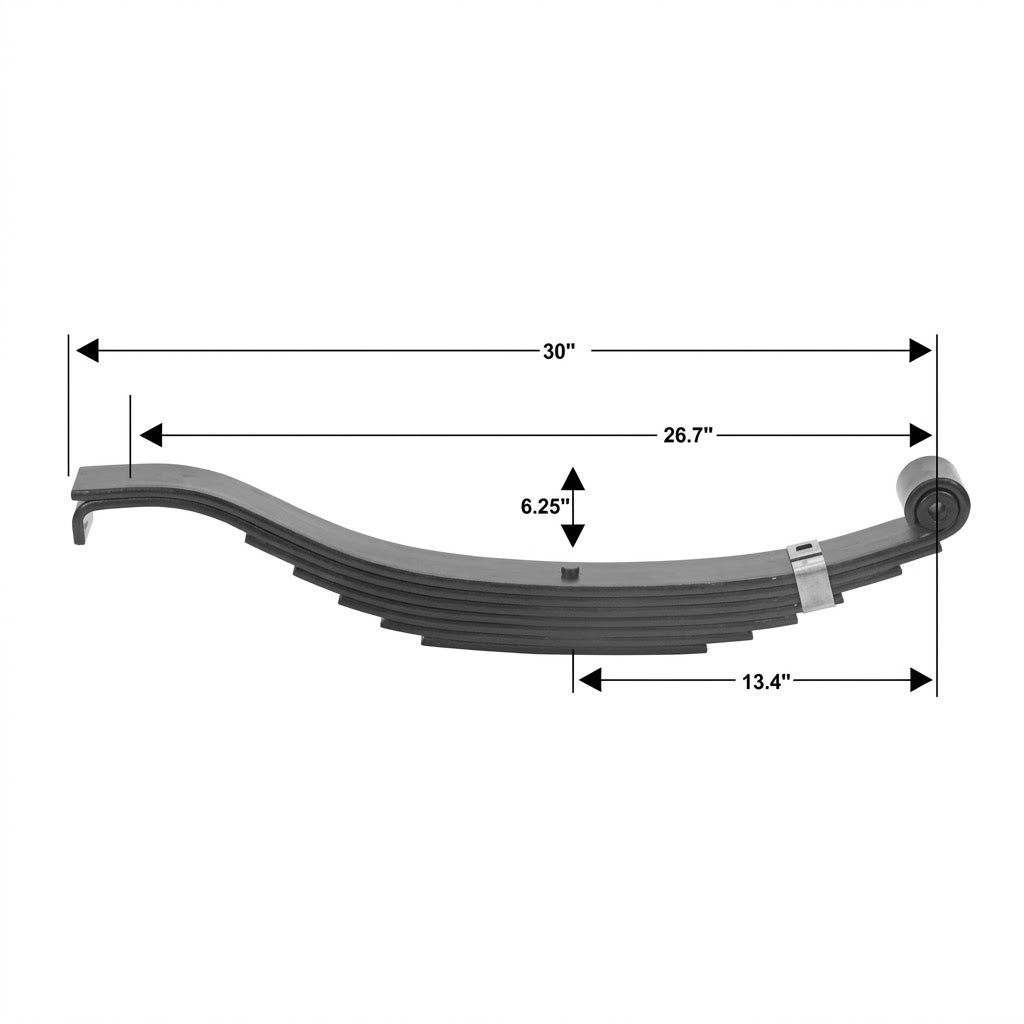 5-Leaf Slipper Spring for 10,000 lbs. Trailer Axles 30" Long 2.5 wide 72-80 3/4" (72-80)
