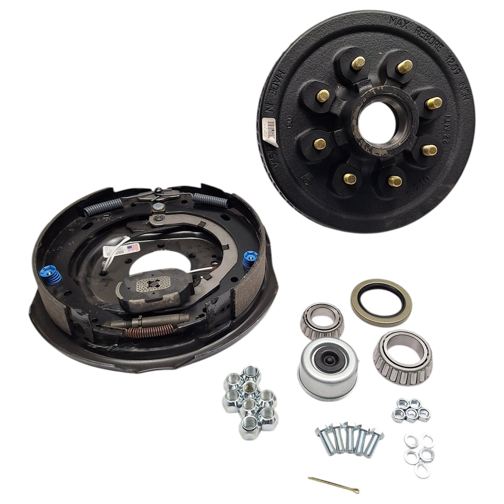 Replace Right Trailer Brake Dexter 8x6.5 Drums 9/16 Nuts 7000# 12" Backing Plate (821913-B-DEX-R)