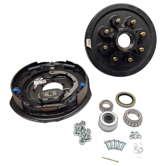 Replace Right Trailer Brake Dexter 8x6.5 Drums 9/16 Nuts 7000# 12" Backing Plate (821913-B-DEX-R)
