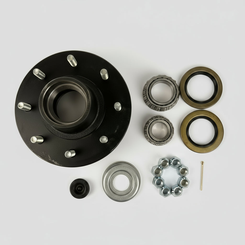 Trailer Hub 8 Lug Bolt 6000# 7000# Axle with Bearings Seal 1/2" Studs idler axel (82865-KIT)