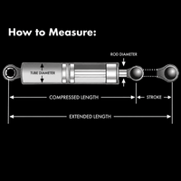Stainless Steel Gas Spring Strut Rod 20" Long 8" Stroke 20 lb Force (GS8-200-20)