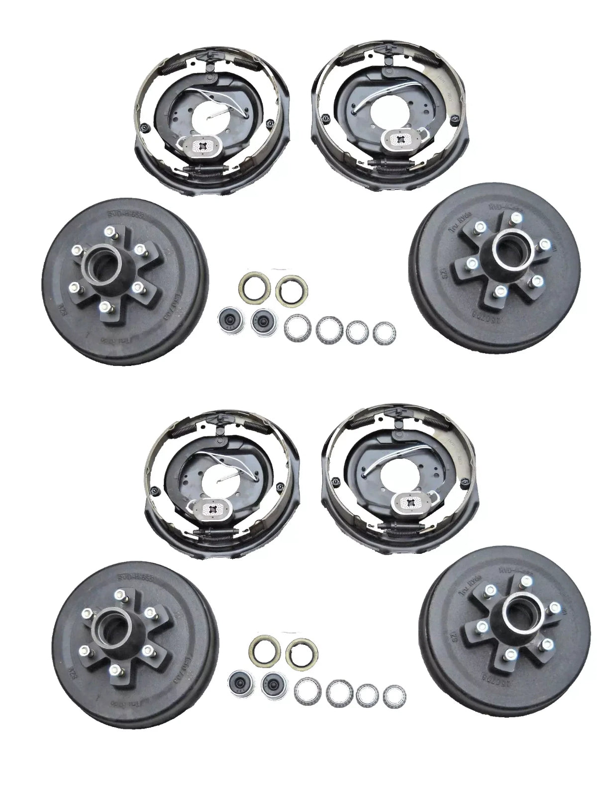 2 x Brake Kit 6x5.5 Drums 12" Backing Plates, 6000# Trailer Axle + FLANGES (92655-B-IMP-K1X2)