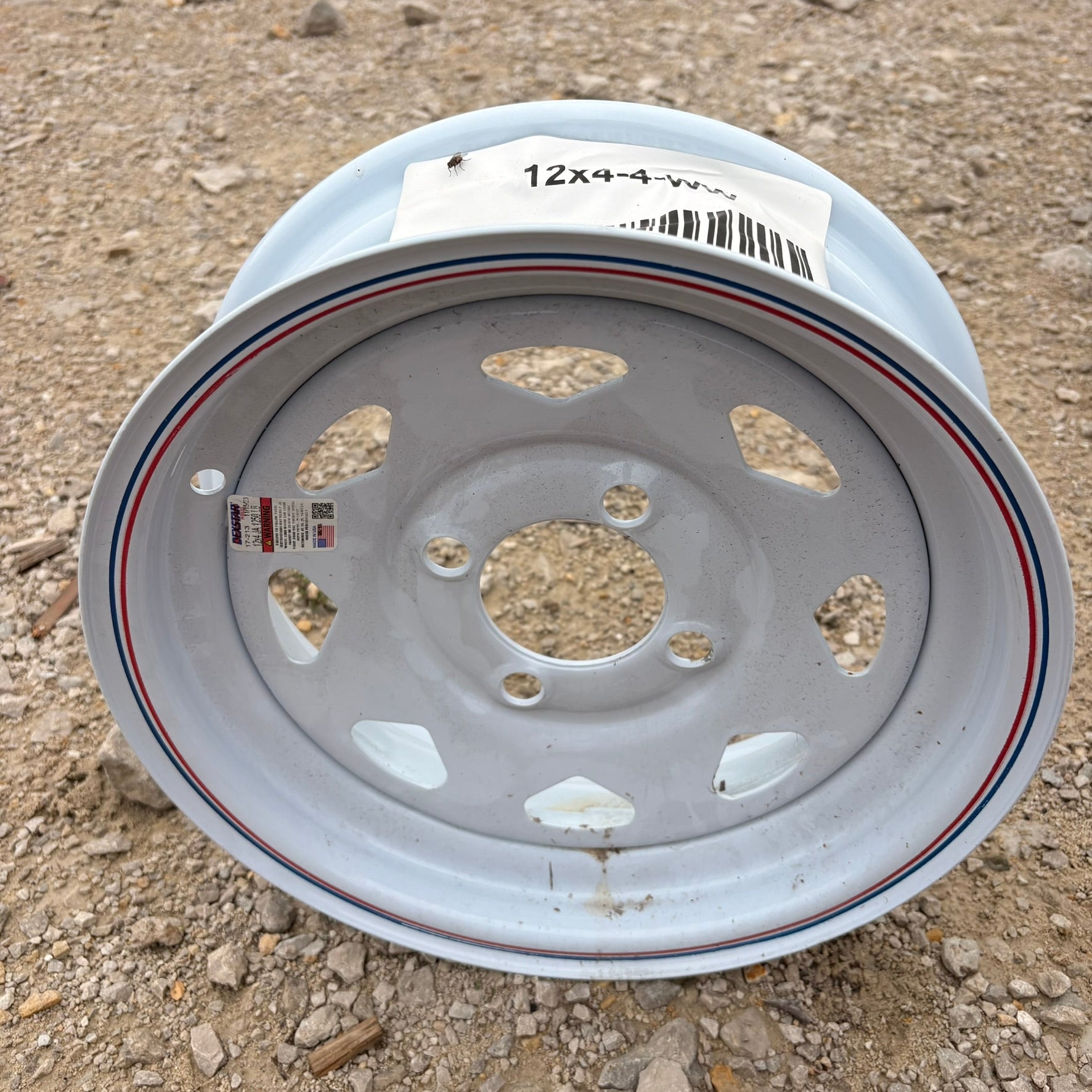 12x4 White Wagon Trailer Wheel · 4 on 4 · 2.84" Pilot · 1,250 lb Capacity