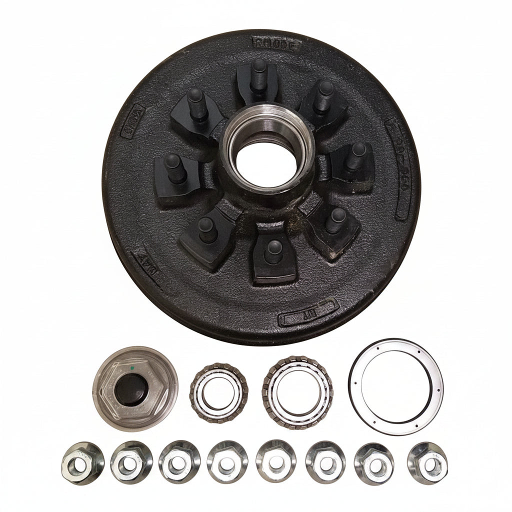 Heavy Duty 7K to 8K Hybrid Trailer Hub Drum 8x6.5 5/8 Studs Upgrade Complete Kit (99-865-58HD-KIT)