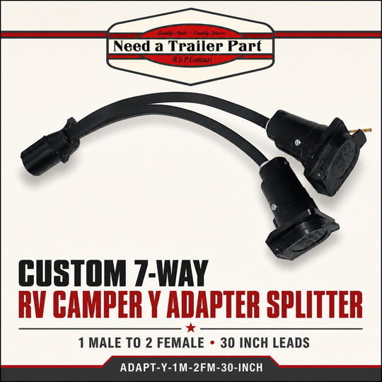 Custom 7-Way RV Camper Y Adapter Splitter, 1 Male to 2 Female, 30 Inch Leads (ADAPT-Y-1M-2FM-30-INCH)