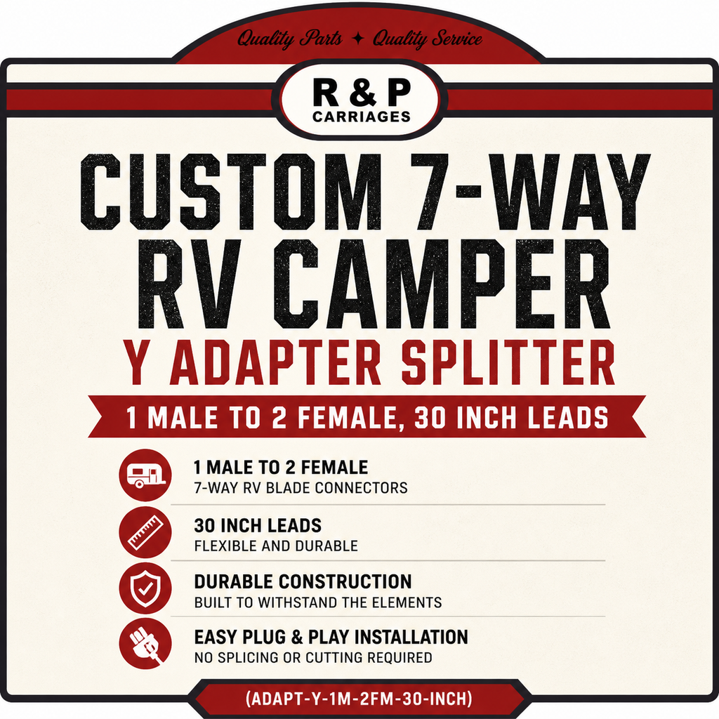 Custom 7-Way RV Camper Y Adapter Splitter, 1 Male to 2 Female, 30 Inch Leads (ADAPT-Y-1M-2FM-30-INCH)