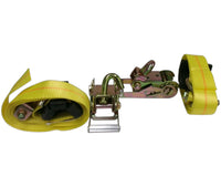 Two - 2" x 10 Adjustable Wheel Lashing Trailer Straps with Ratchets and Rubber Grip Strips (ADJ-2R10WL-LOTOF2)