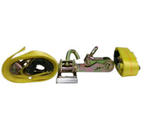 Two - 2" x 10 Adjustable Wheel Lashing Trailer Straps with Ratchets and Rubber Grip Strips (ADJ-2R10WL-LOTOF2)