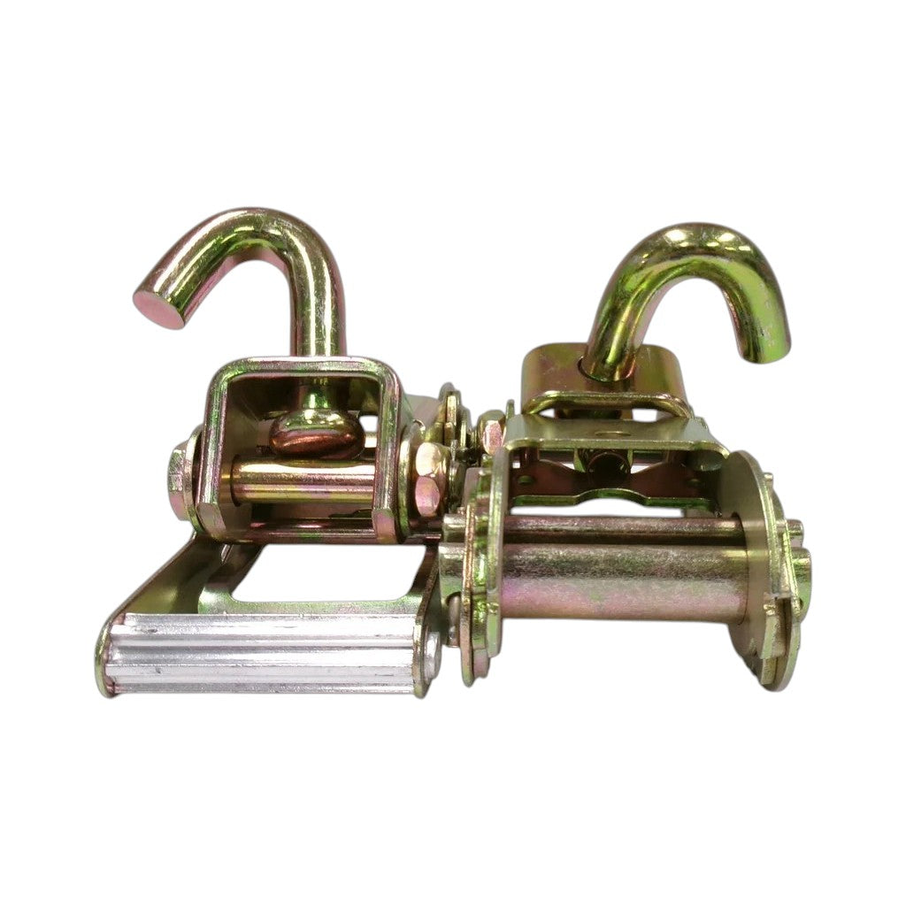Two - 2" x 10 Adjustable Wheel Lashing Trailer Straps with Ratchets and Rubber Grip Strips (ADJ-2R10WL-LOTOF2)
