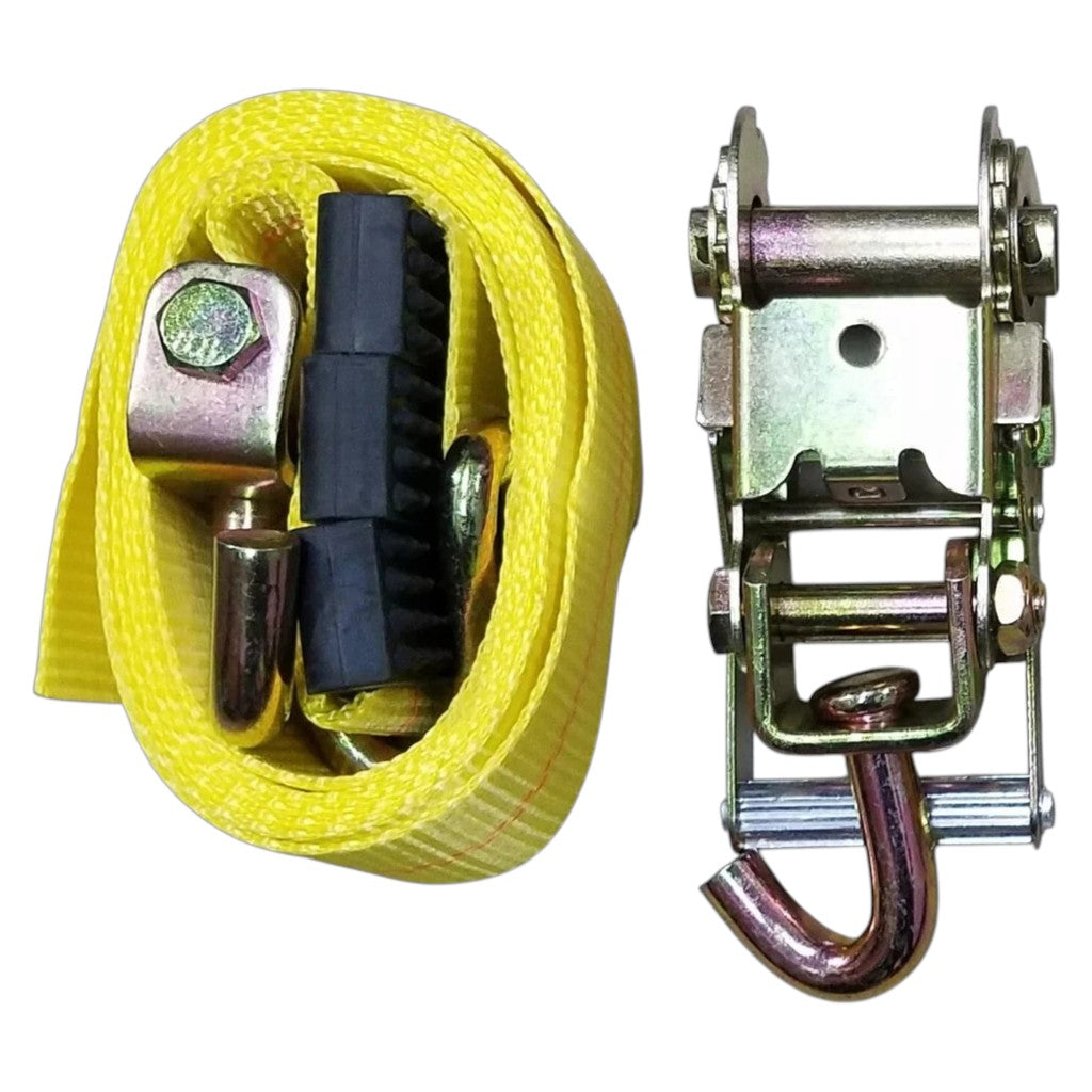 Cargo Control 2" x 10' Adjustable Trailer Wheel Lashing Strap with Ratchet and Rubber Grips (ADJ-2R10WL)