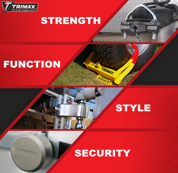 Trimax Ultra-Max Adjustable Wheel Lock for 10" to 18" Wheels with Steel Lug Nut Protector (TWL100)