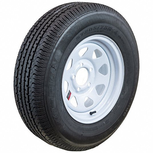 205/75R15 Load Range D Trailer Tire & Wheel Assembly – 15x5 – 5 on 5.5 – White Wagon