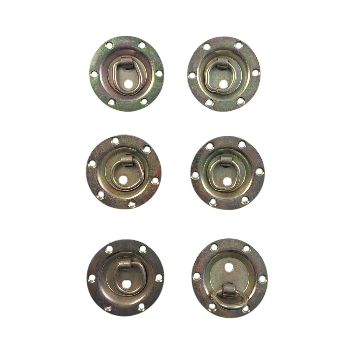 SIX - 3.5" Round Zinc Recessed Swivel D Ring Rope Tie Down Trailer 600# workload (B704-L6)