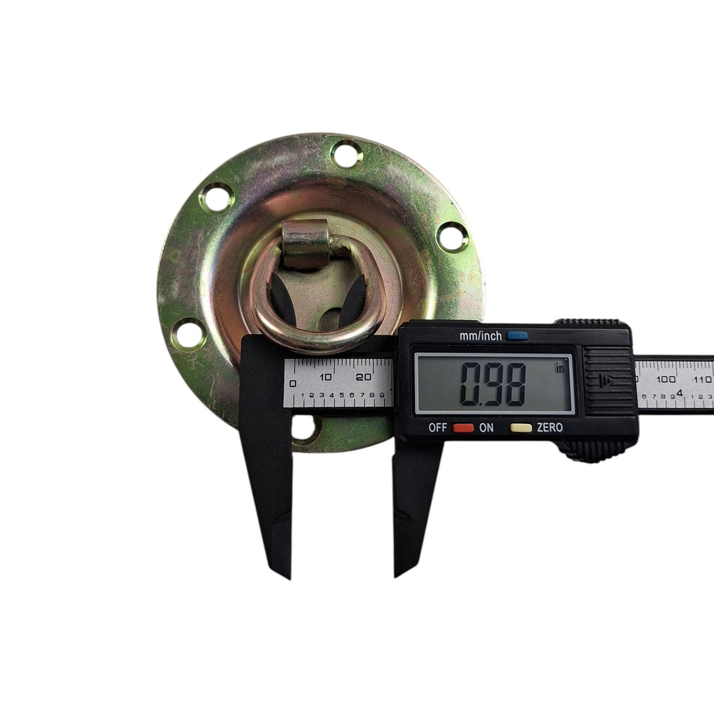 SIX - 3.5" Round Zinc Recessed Swivel D Ring Rope Tie Down Trailer 600# workload (B704-L6)
