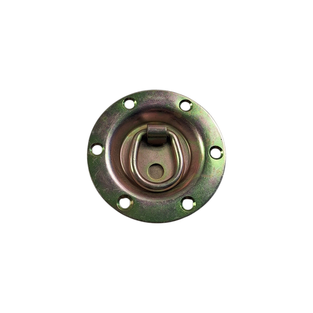 SIX - 3.5" Round Zinc Recessed Swivel D Ring Rope Tie Down Trailer 600# workload (B704-L6)