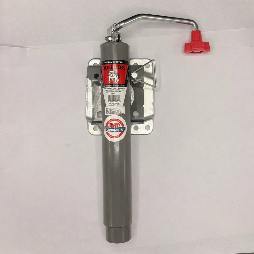 Genuine Bulldog Round Swivel Trailer Jack – 2,000 lb – Bolt-On – Top Wind – 10" Lift (BD151443)